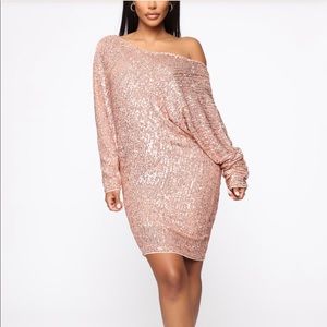 Rose Gold Sequin Party Dress